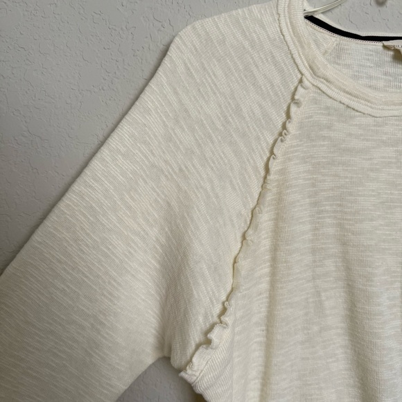 NWT Anthropologie Pilcro Ivory Ruffle Raglan Thermal Top Size XS Lightweight - Picture 4 of 7